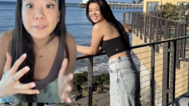 TikTok of girl showing how she makes jeans look high-end