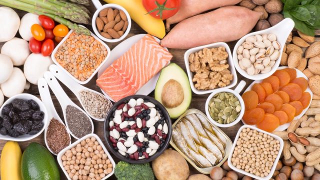 Food rich in potassium, top view