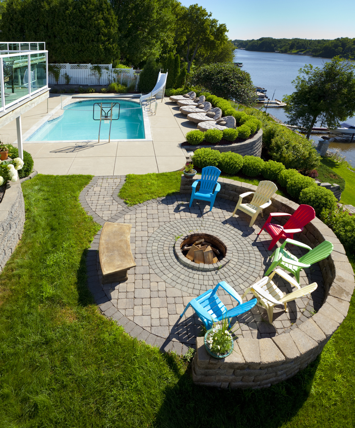 "Patio Deck With Swimming Pool, Fire Pit"