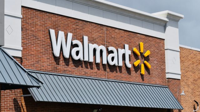 A Walmart storefront sign