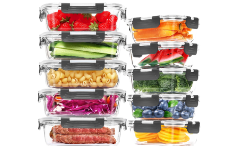 Skroam 10 Pack Glass Food Storage Containers with Lids