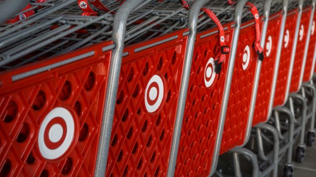 October 12, 2017 Sunnyvale/CA/USA - Stacked Target shopping carts with the company's logo on the side, a bulls eye