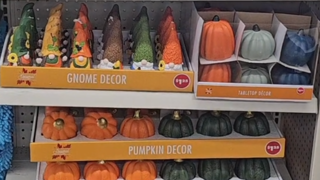 display of fall decor at Dollar Tree