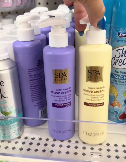 Display of shave creams at Dollar Tree
