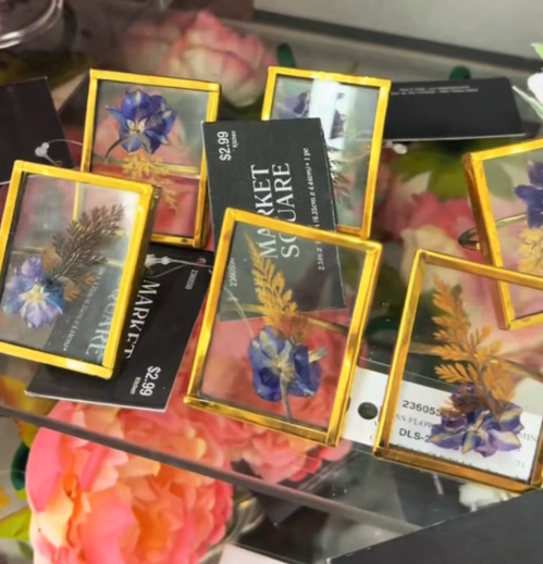 pressed flower napkin rings at Hobby Lobby