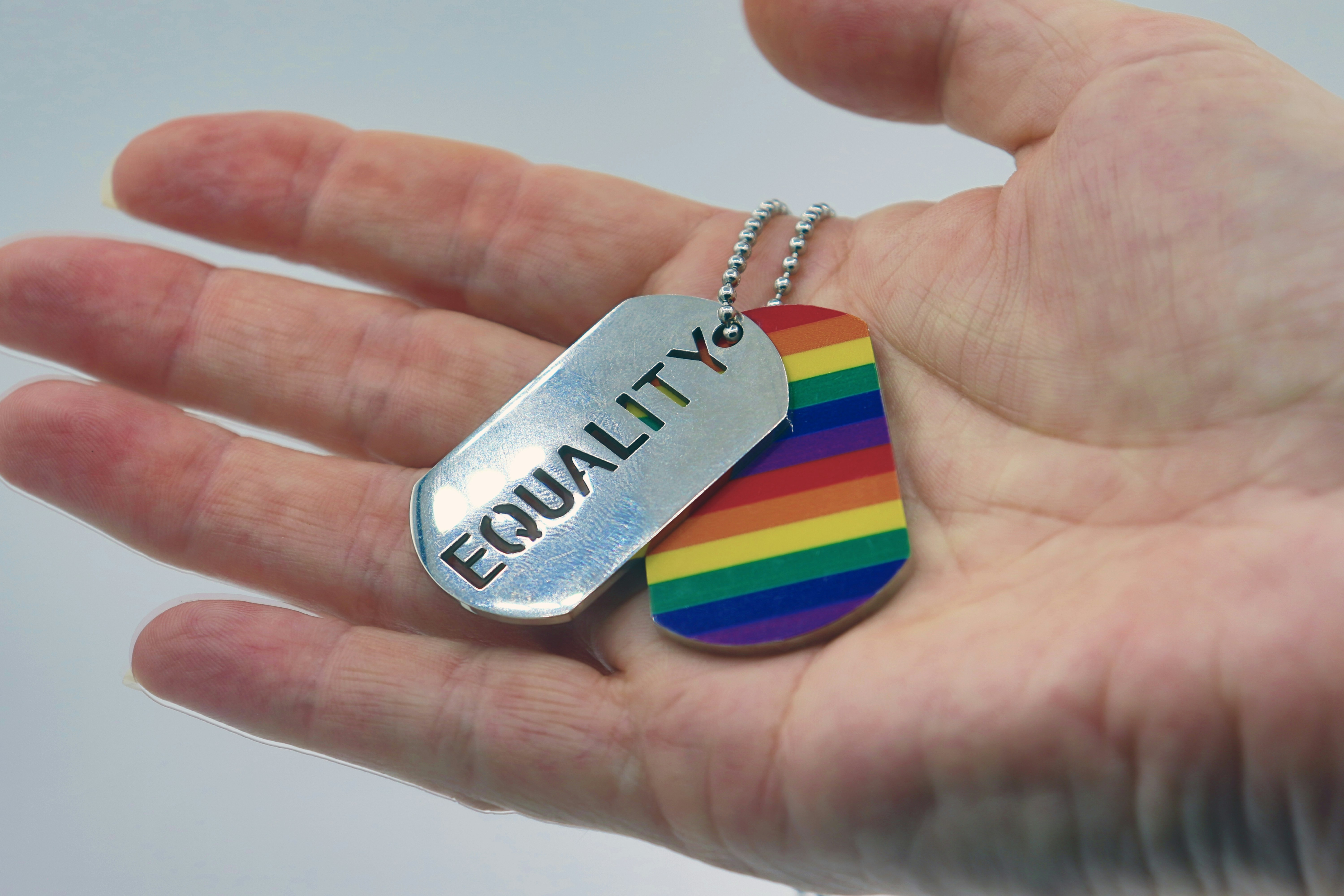 an equality keychain representing bisexuality