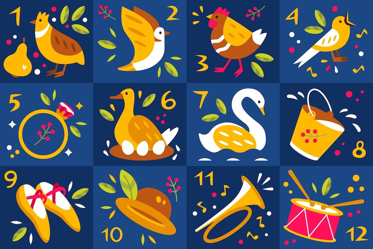 illustration of the 12 Days of Christmas