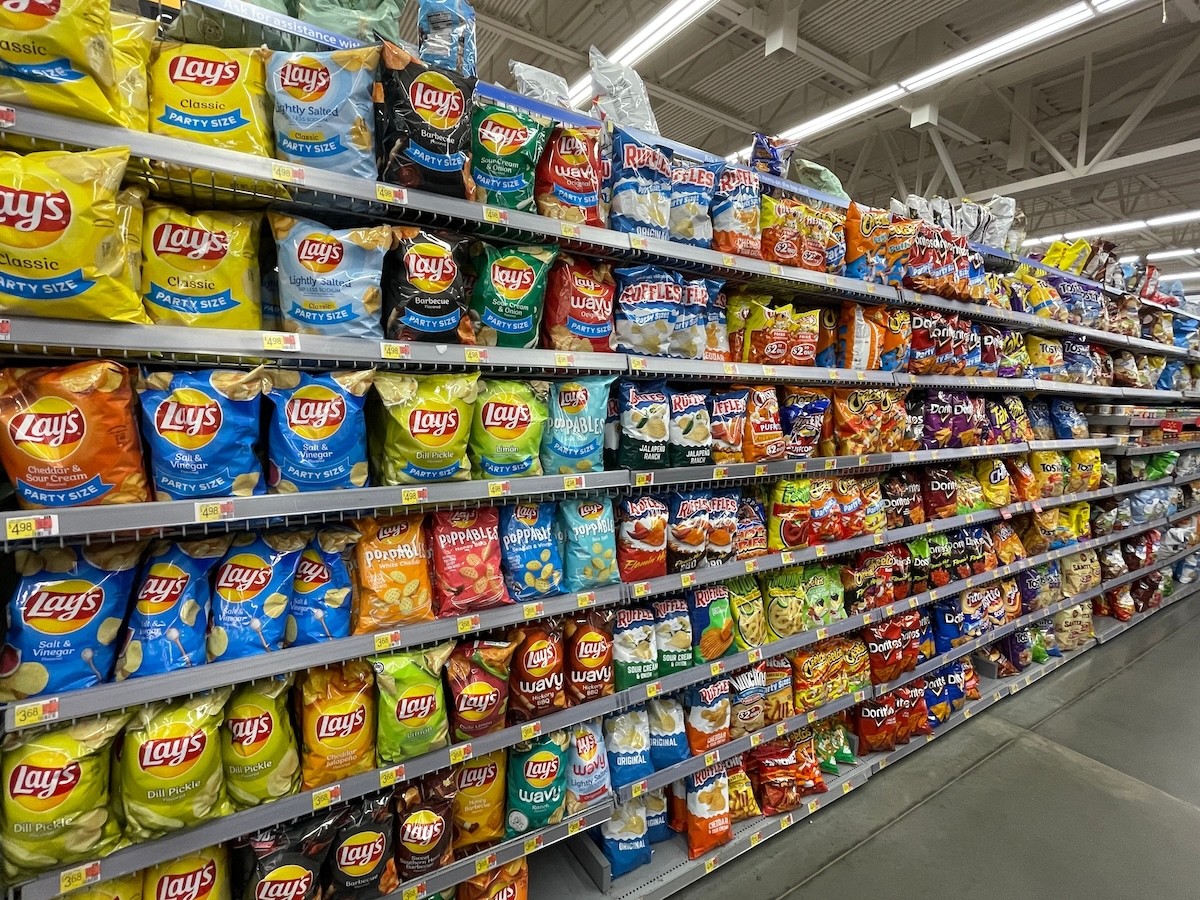 The chips aisle at Walmart