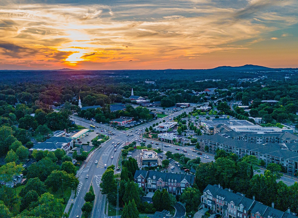 An aerial view over Smyrna, GA