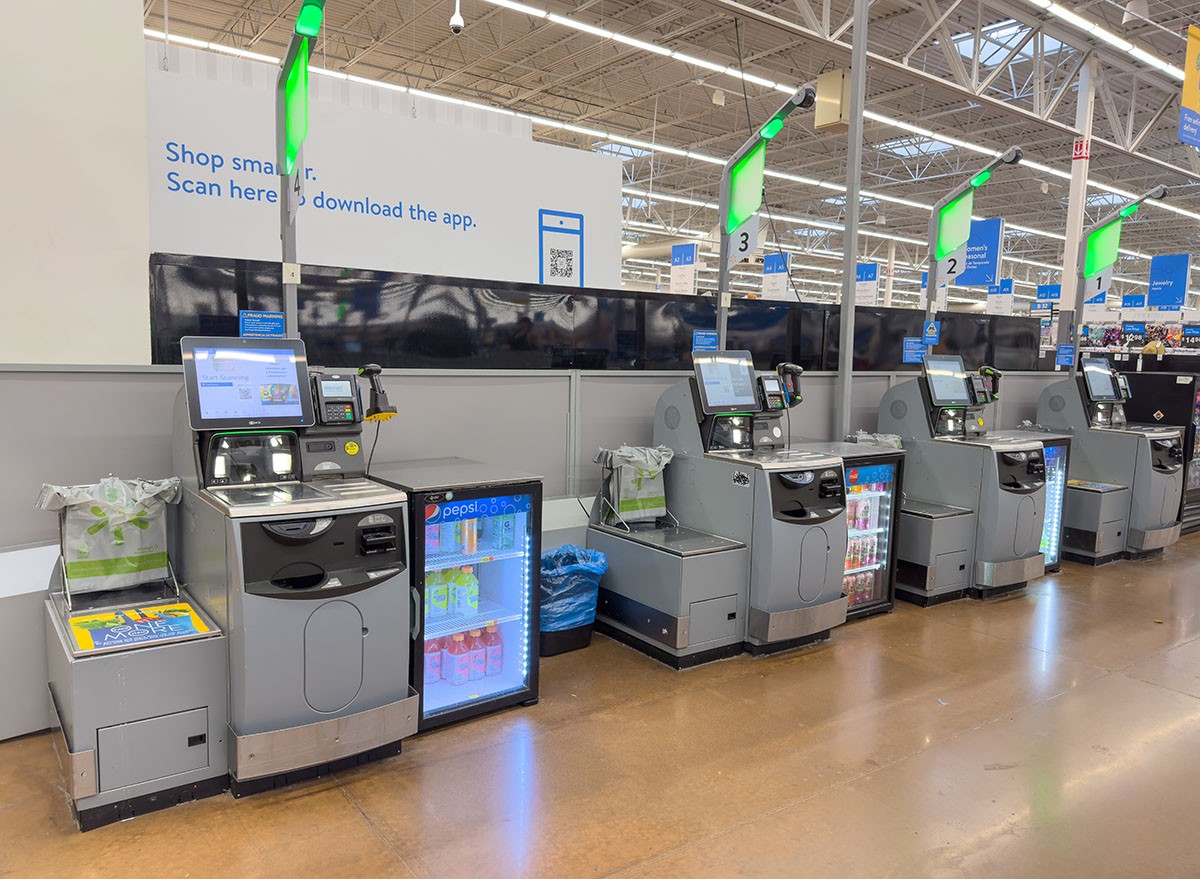 Self Checkout registers inside Walmart store