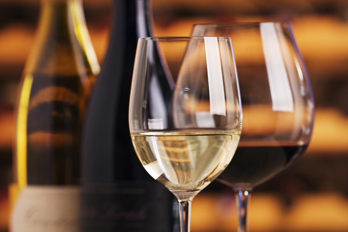 Wineglasses and wine bottles