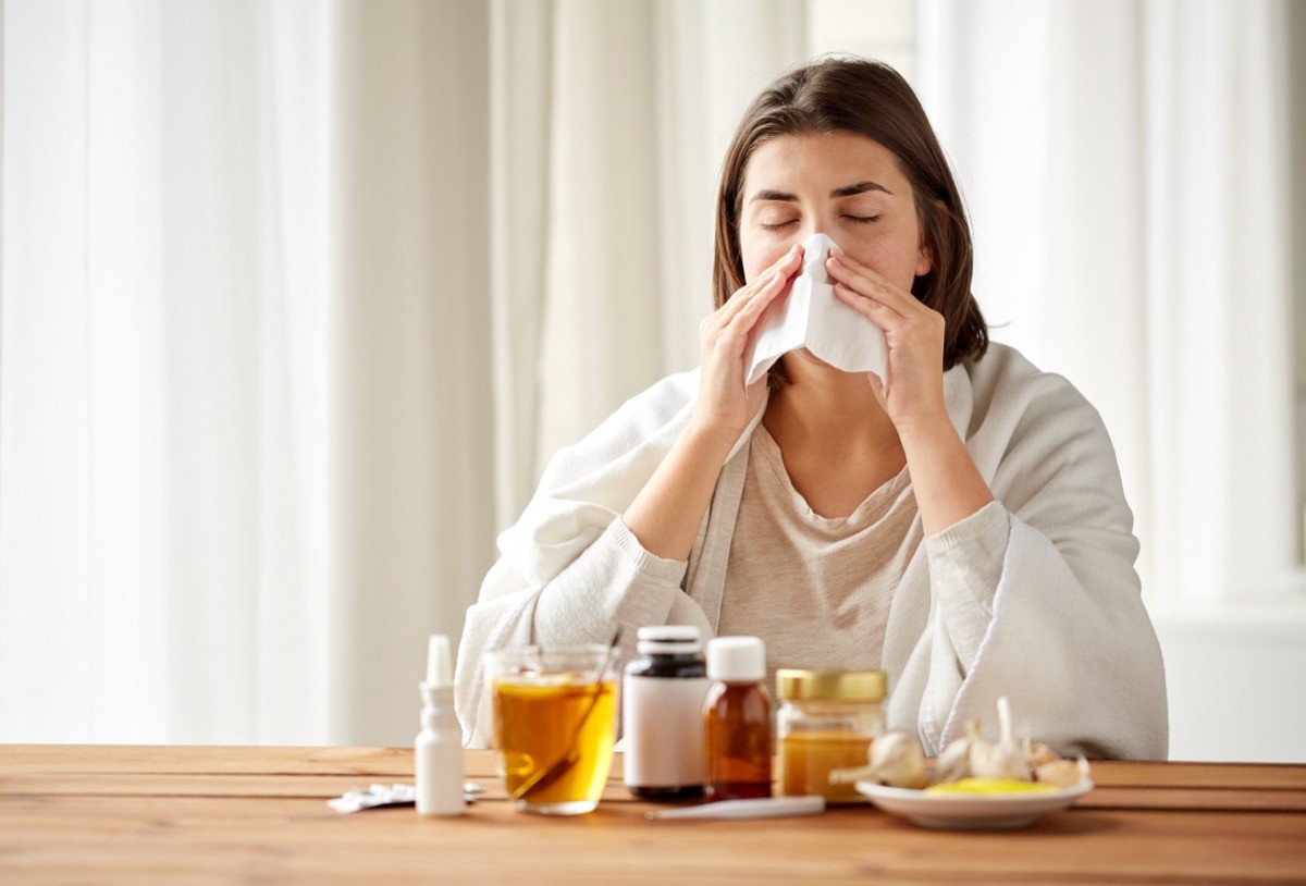 Sick Person with Medicine