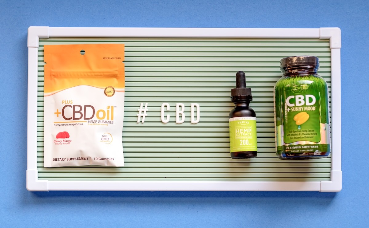 CBD products on a tray