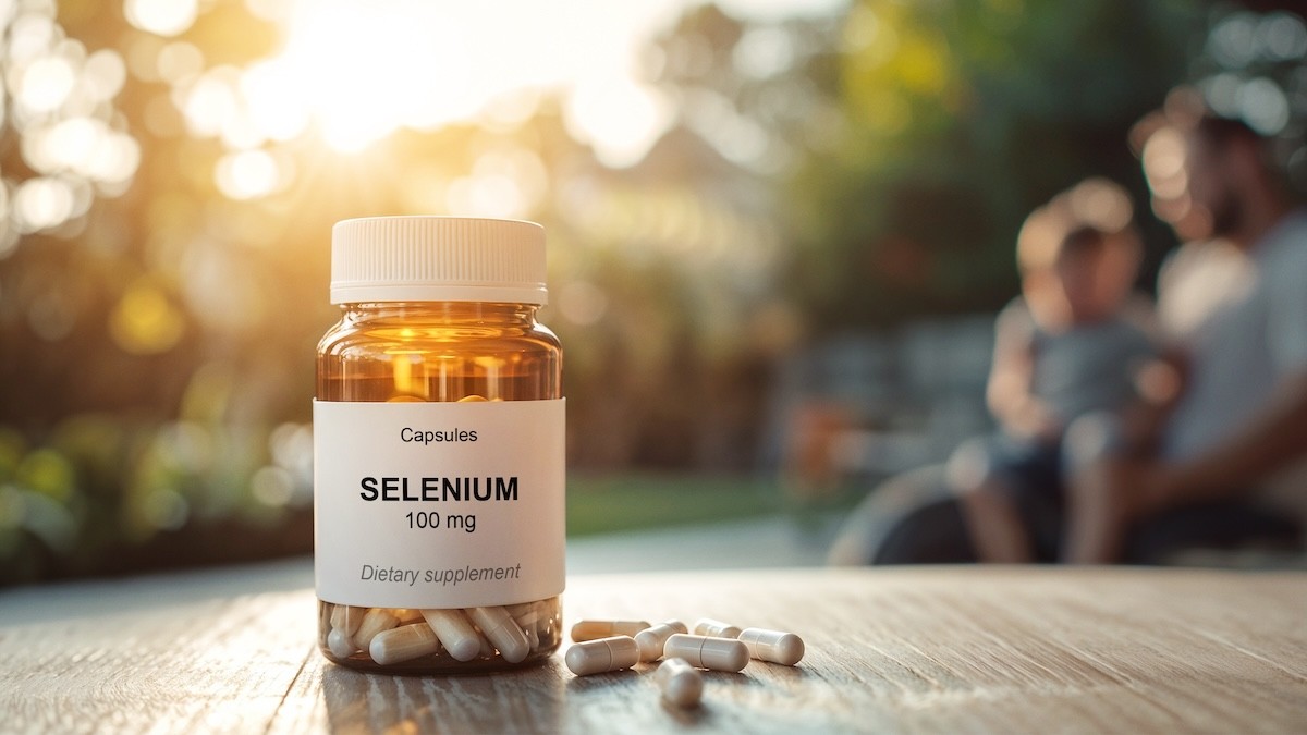Selenium supplements on a table outside