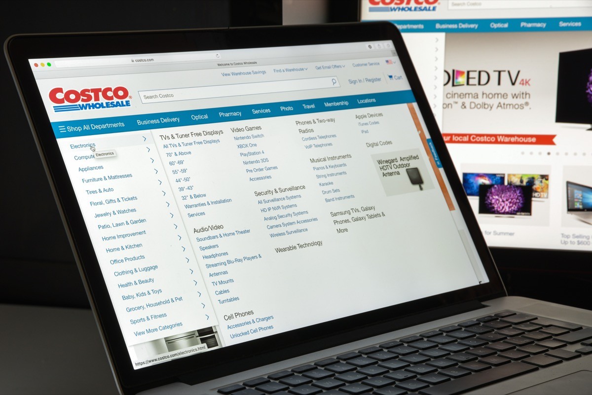 Costco.com website homepage on a laptop