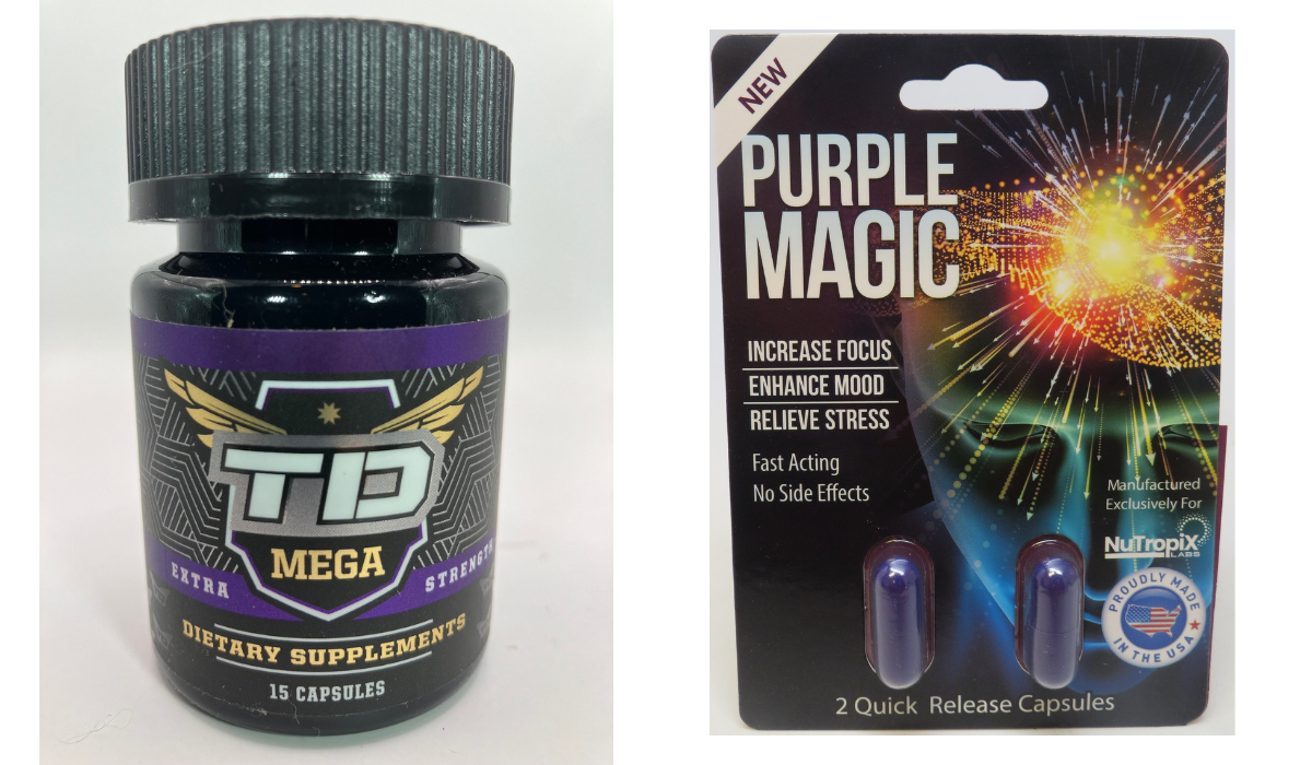 TD Mega dietary supplement and Purple Magic pills