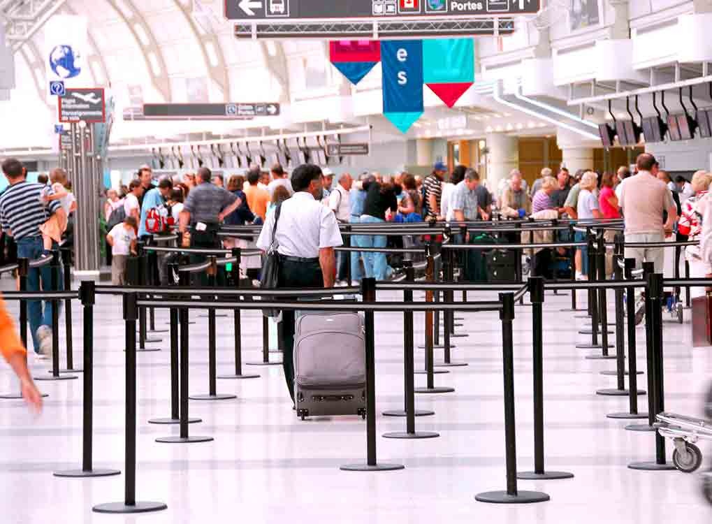 Man in airport line