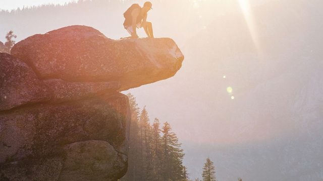 man on cliff